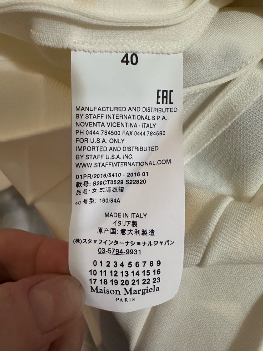 Maison Margiela NWT ivory/ paint print pleated sleeveless midi dress-40 (US 6) - Picture 16 of 16